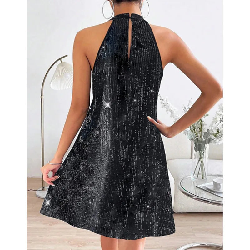 Starlit Serenade Halter Dress