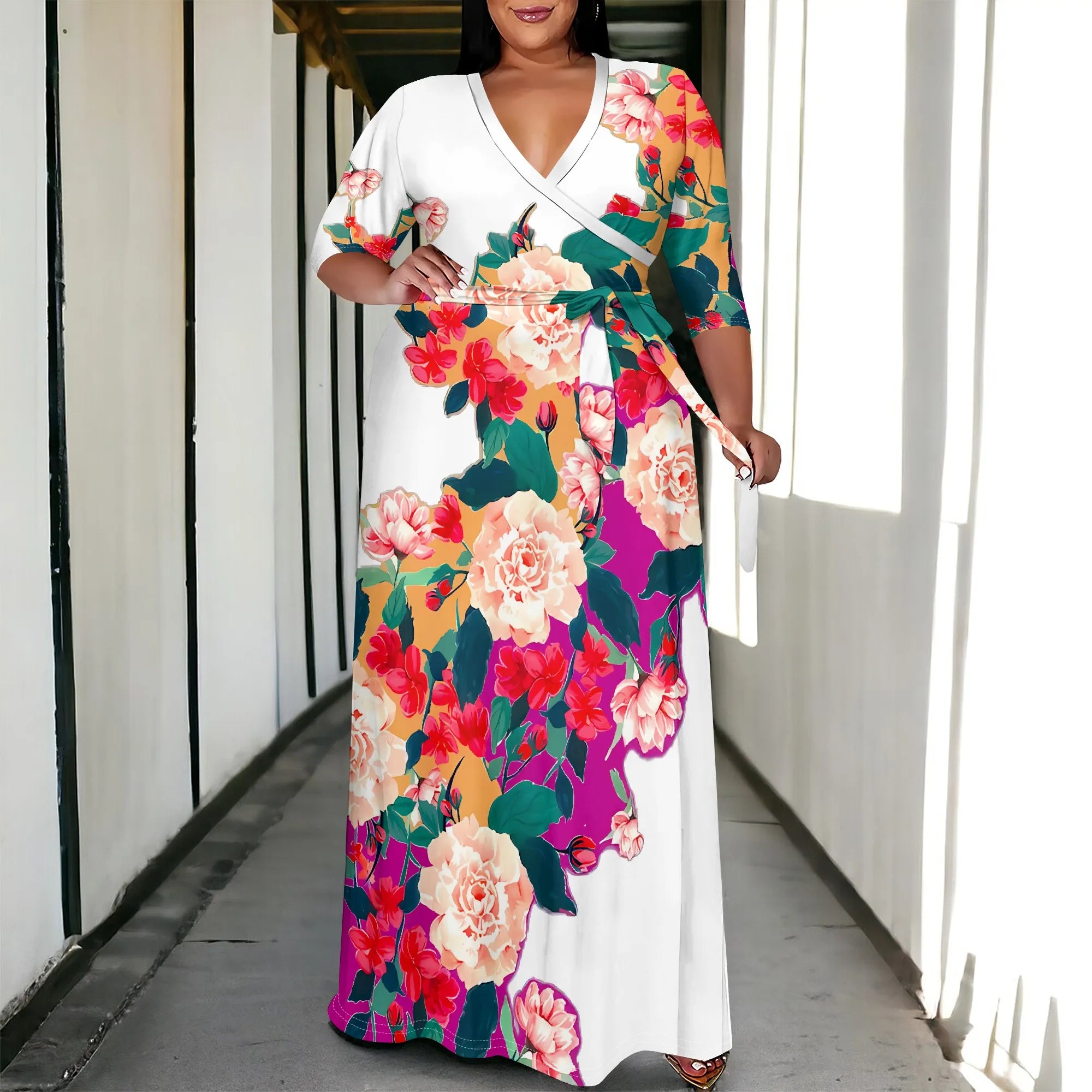 The Carmen Plus Size Wrap Maxi Dress