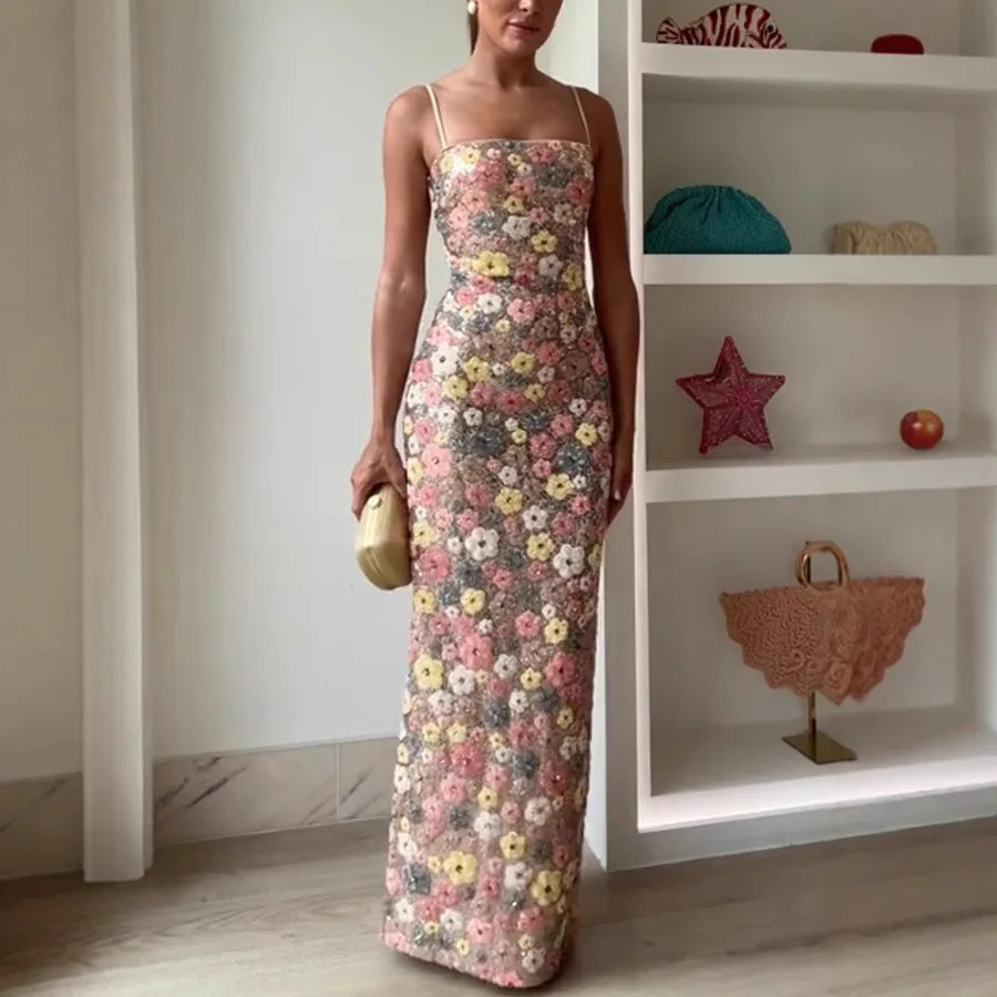 Midnight Bloom Sequin Maxi