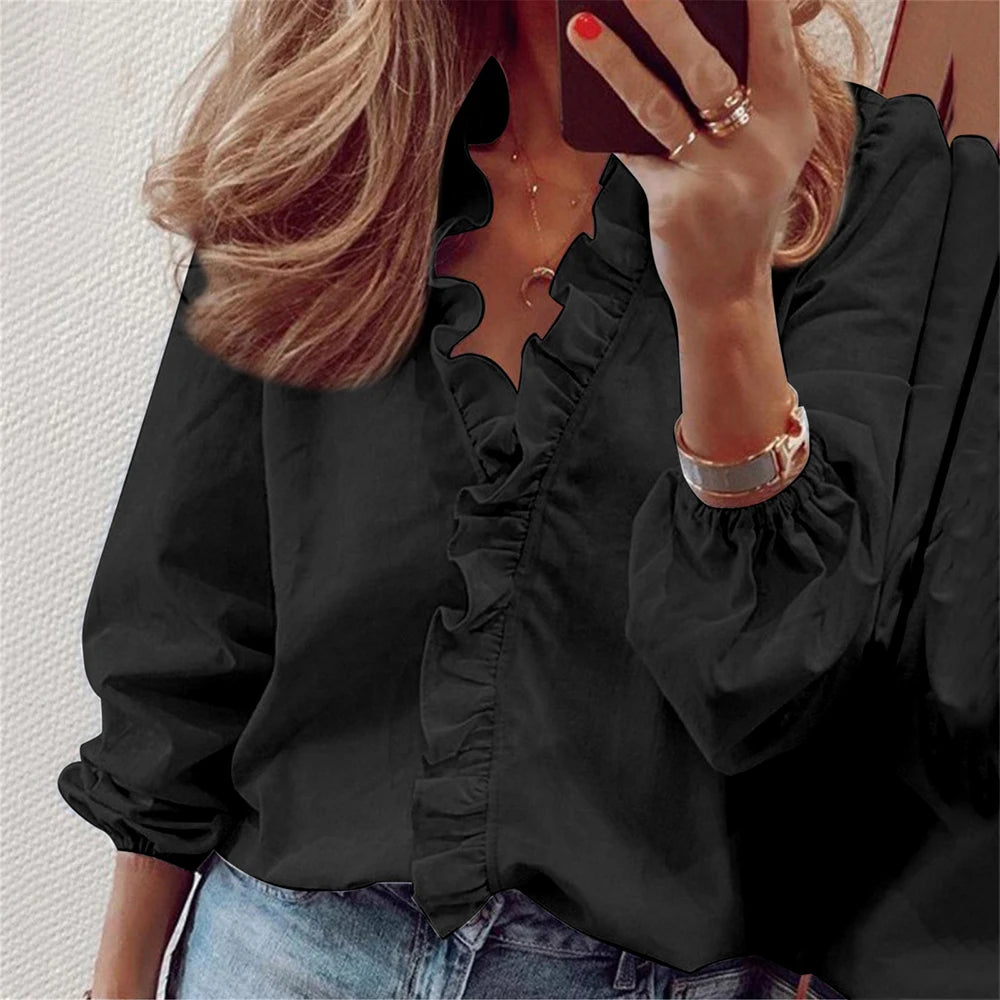 Curve Embrace Ruffle Blouse