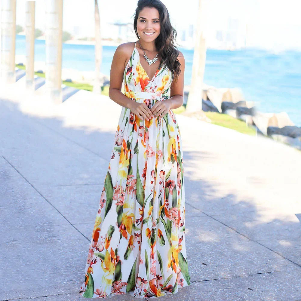 The Havana Nights Maxi Dress - White Floral