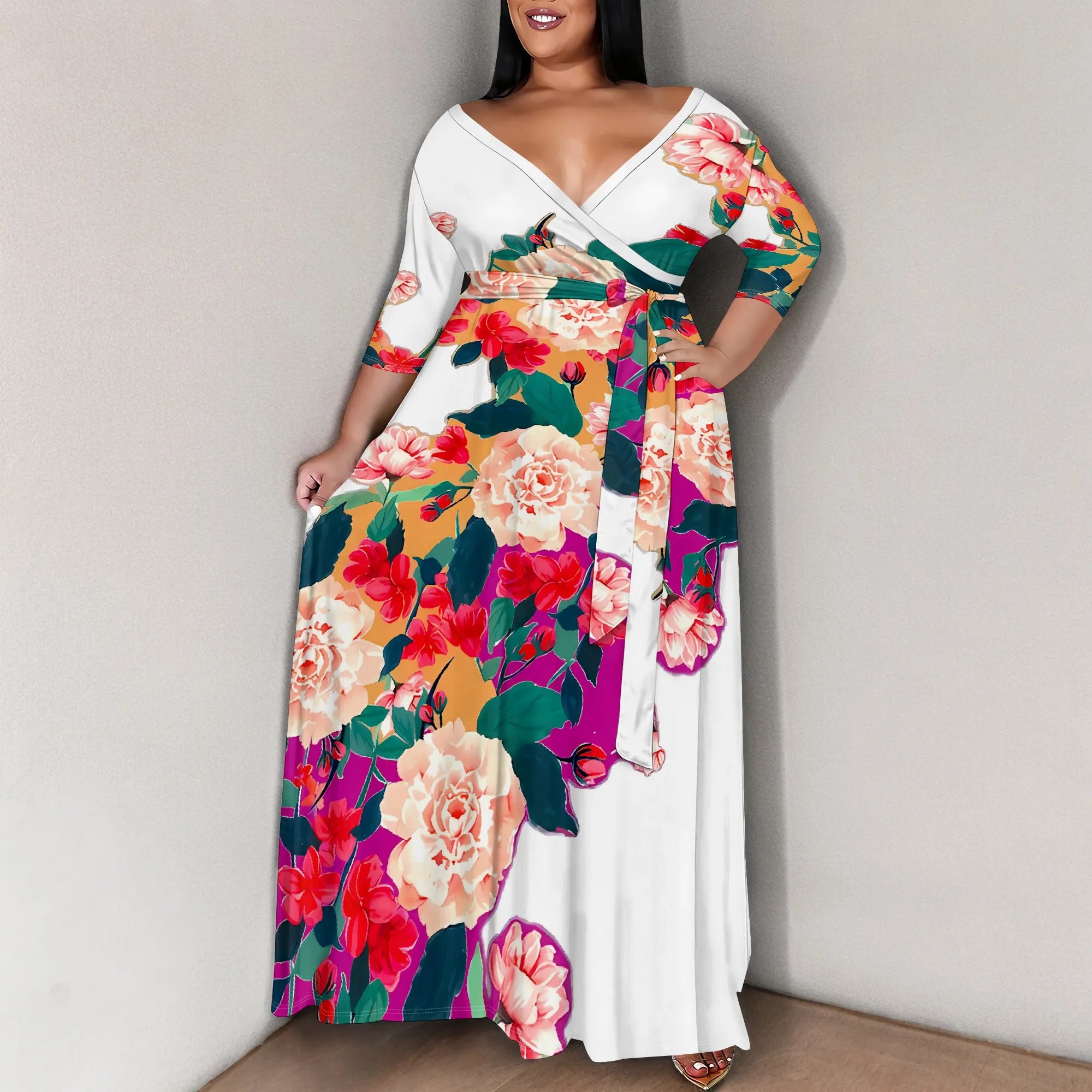 The Carmen Plus Size Wrap Maxi Dress